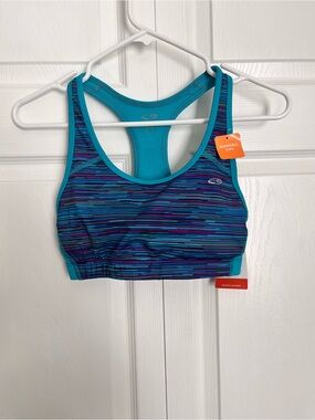 NWT Champion Teal, Blue & Purple Striped Racerback Sports Bra